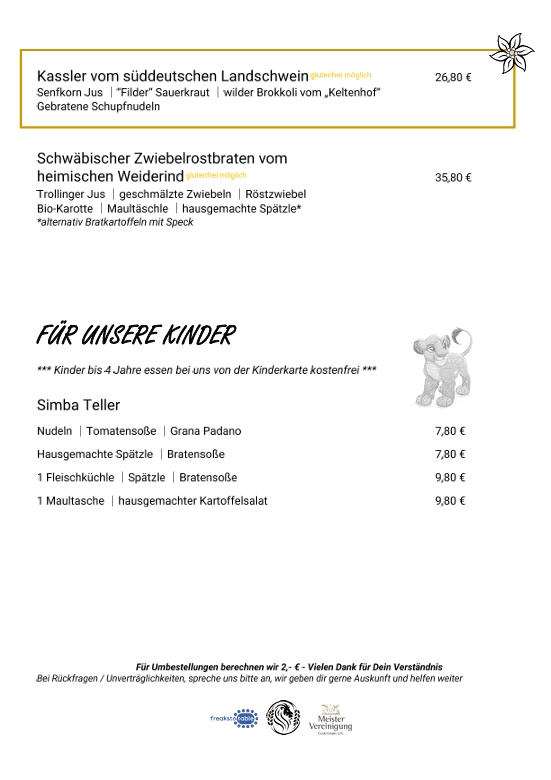 Speisekarte Löwen Seite 3